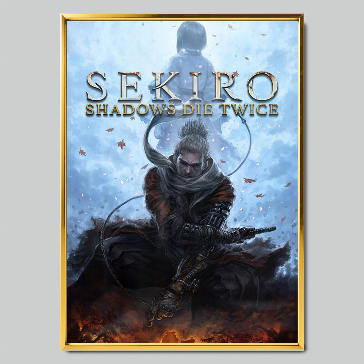 Sekiro: Shadows Die Twice геймърски постер със златиста рамка