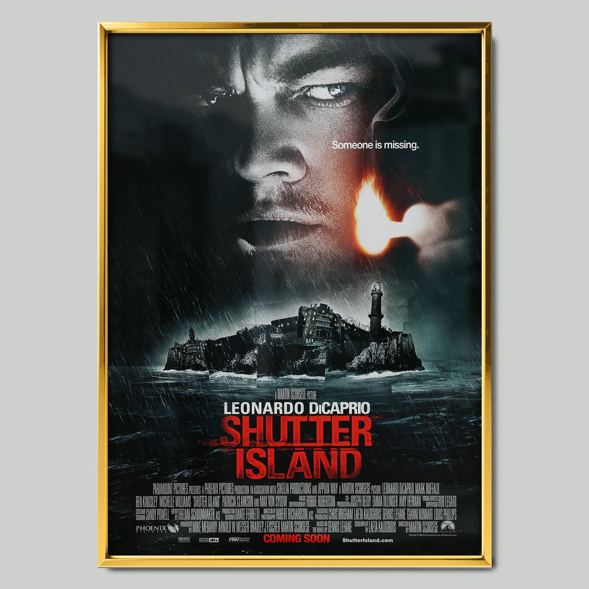Shutter Island (2010) филмов постер със златиста рамка