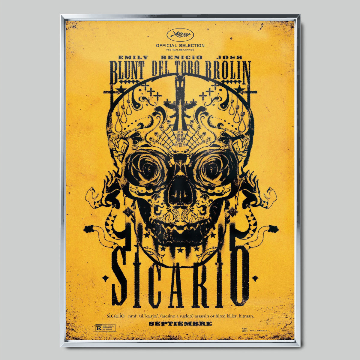 Sicario филмов постер със сребриста рамка