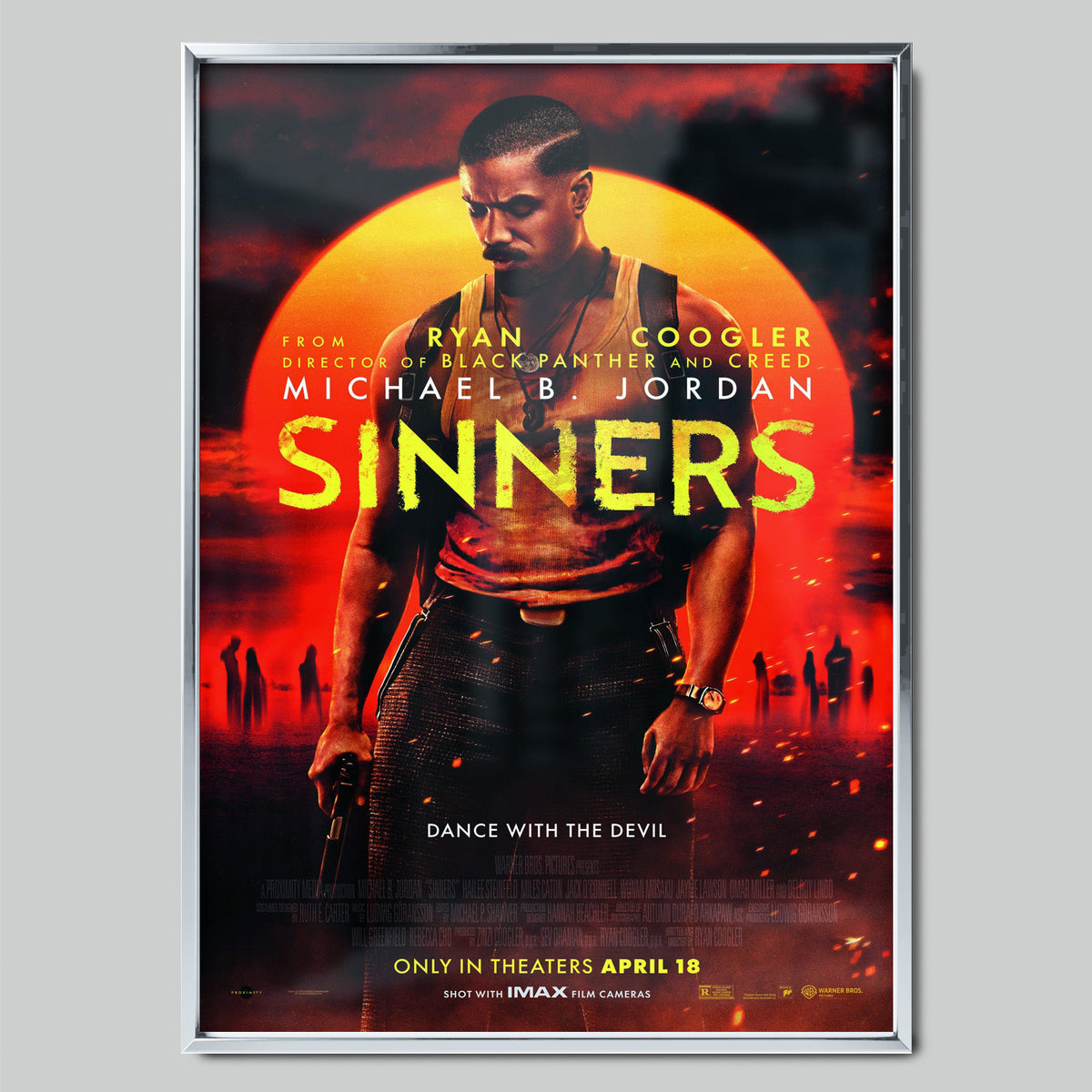 Sinners 2025 филмов постер със сребриста рамка