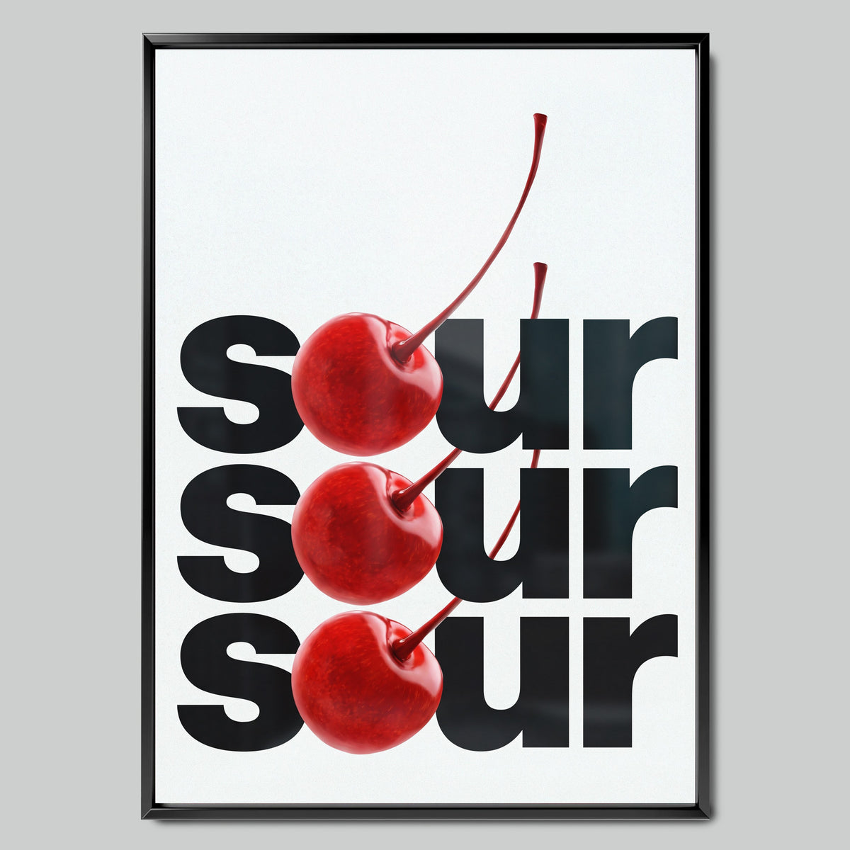 Sour Cherries арт постер с черна рамка