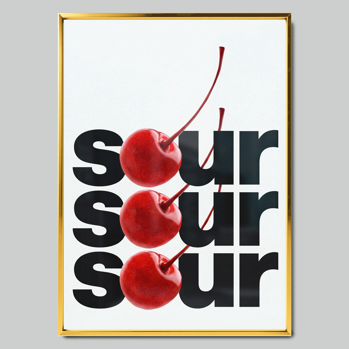 Sour Cherries арт постер със златиста рамка