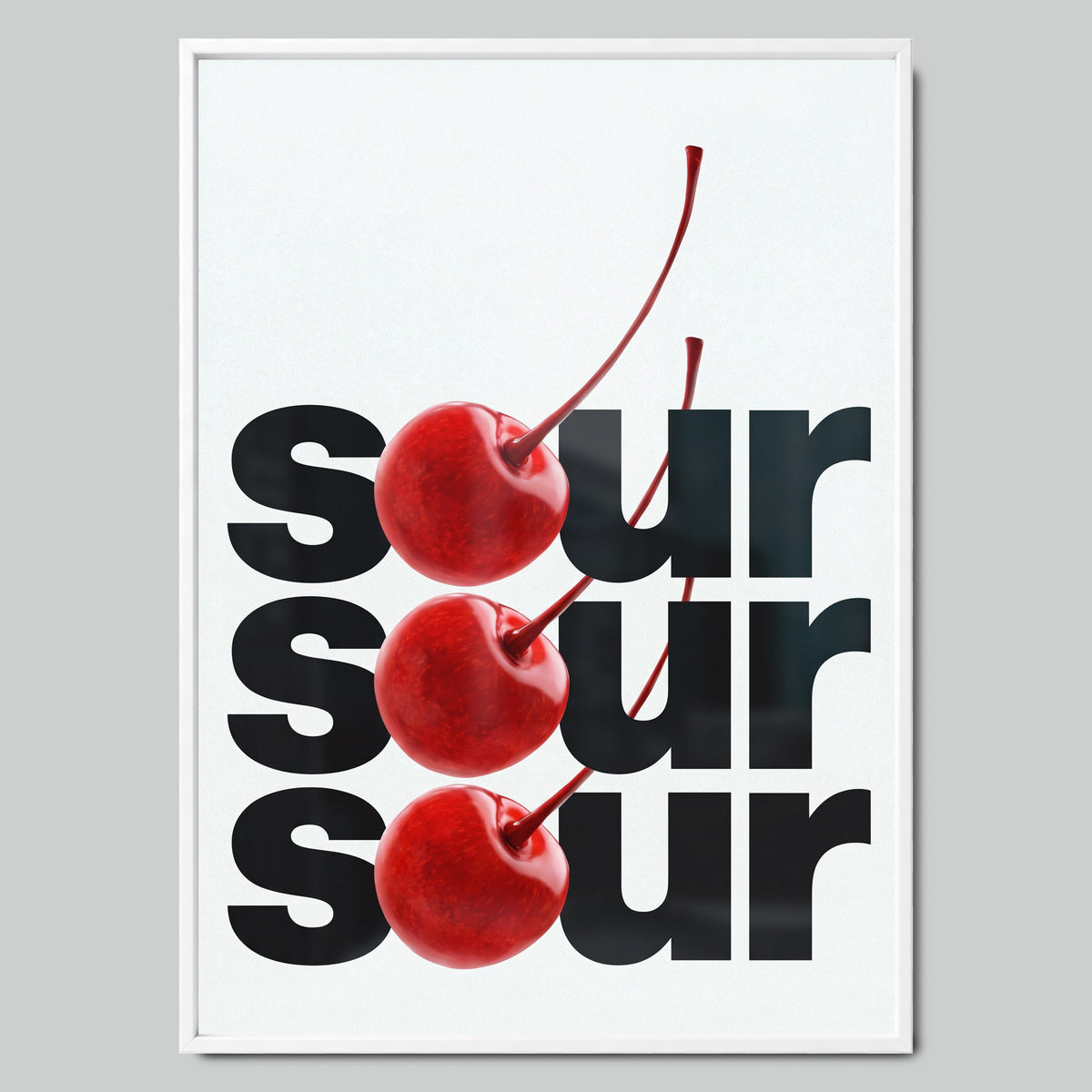 Sour Cherries арт постер с бяла рамка