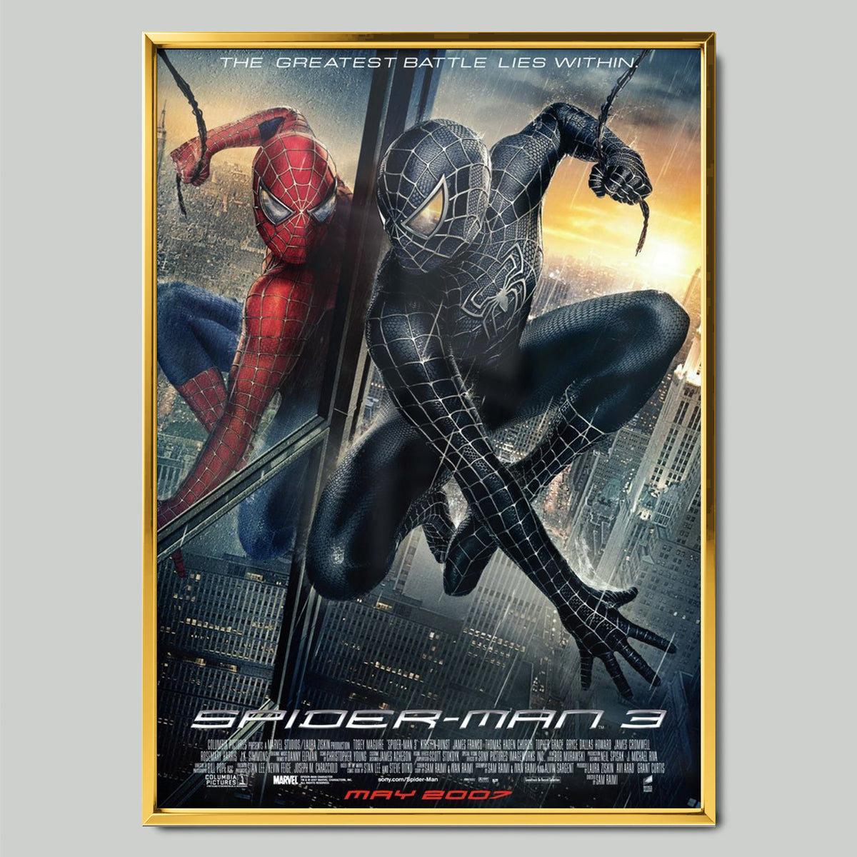 Spider-Man 3 (2007) филмов постер със златиста рамка