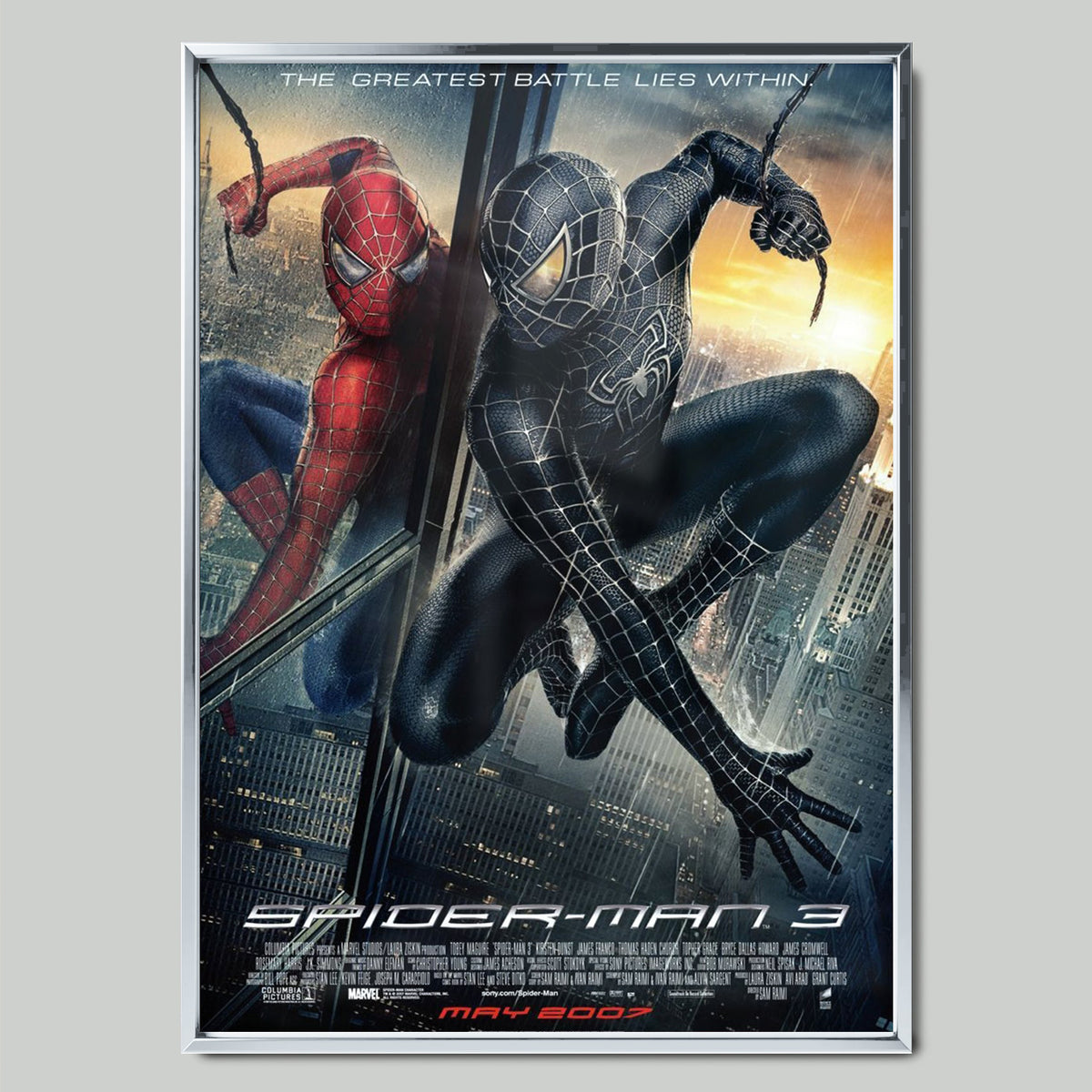 Spider-Man 3 (2007) филмов постер със сребриста рамка