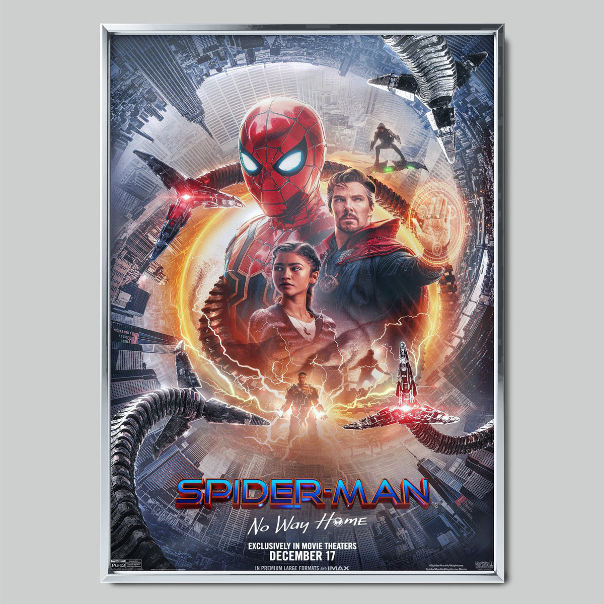 Spider-Man: No Way Home филмов постер със сребриста рамка