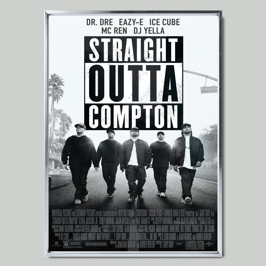 Straight Outta Compton (2015) филмов постер със сребриста рамка