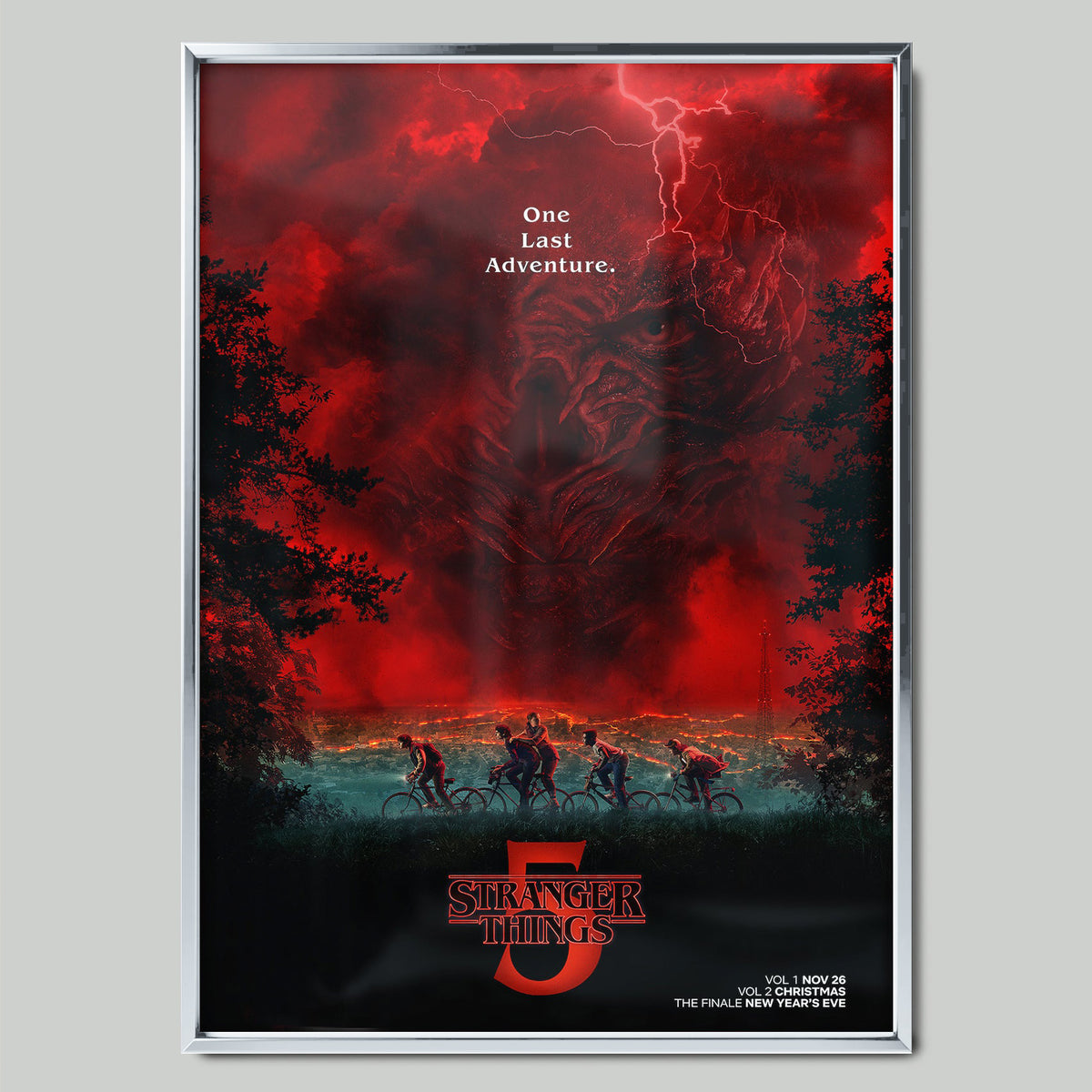 Stranger Things 5 Vecna филмов постер със сребриста рамка