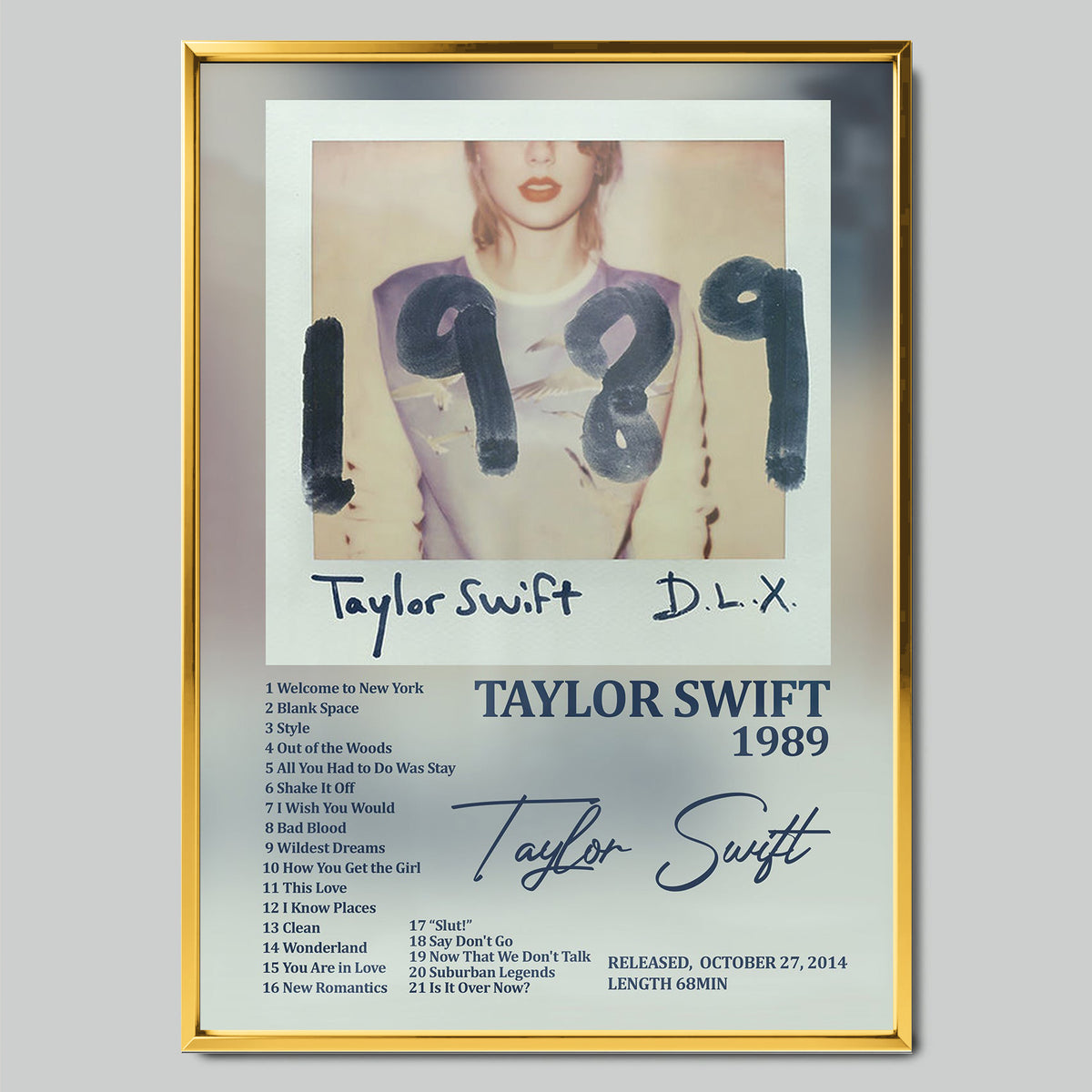 Taylor Swift – 1989 музикален постер със златиста рамка