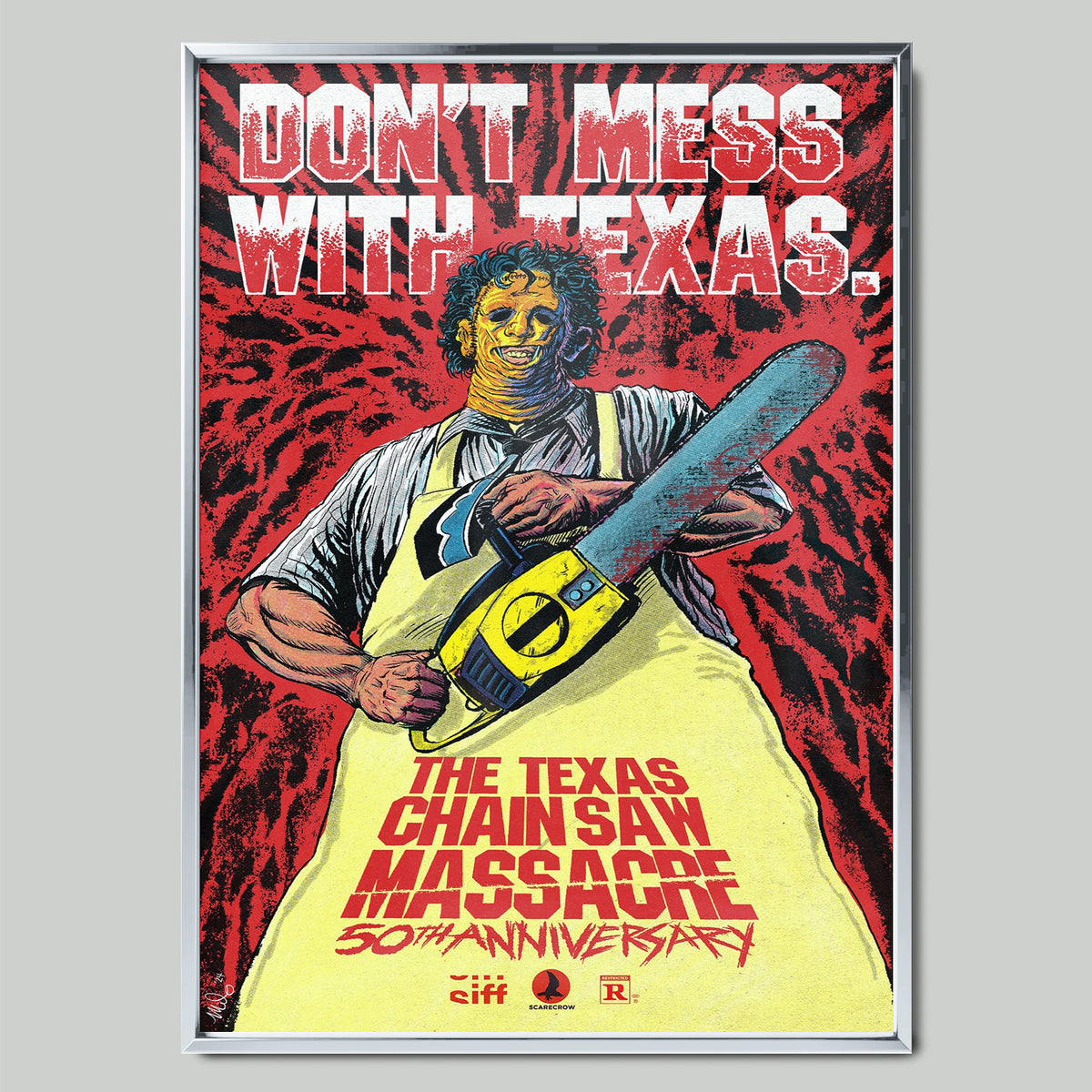 Texas Chainsaw Massacre филмов постер със сребриста рамка