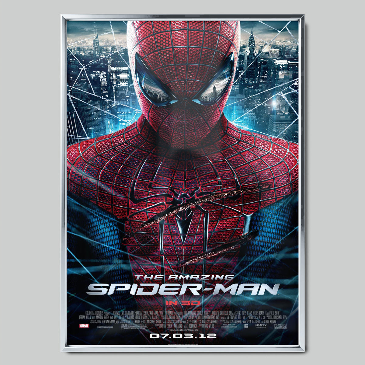 The Amazing Spider-Man филмов постер със сребриста рамка