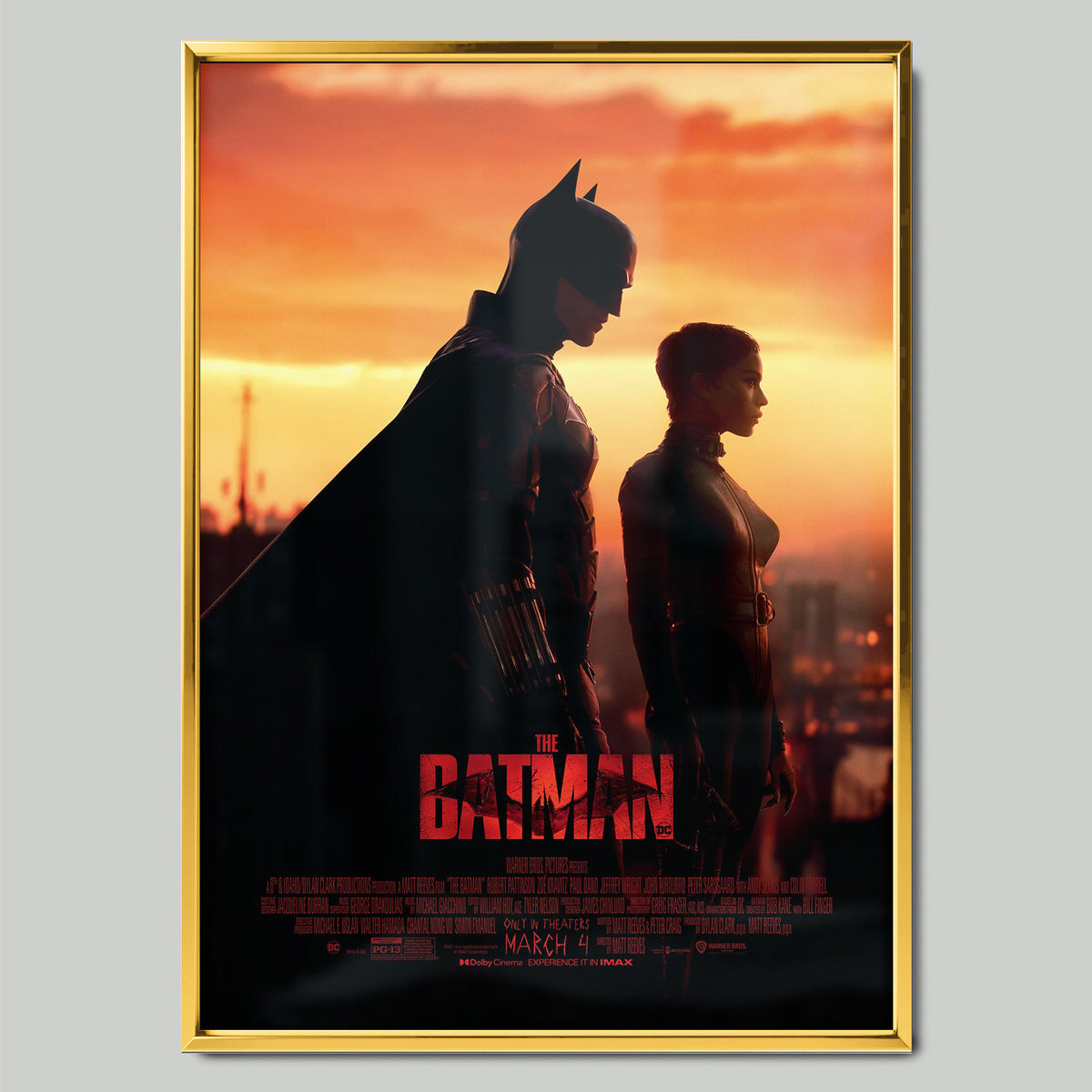 The Batman (2022) филмов постер със златиста рамка