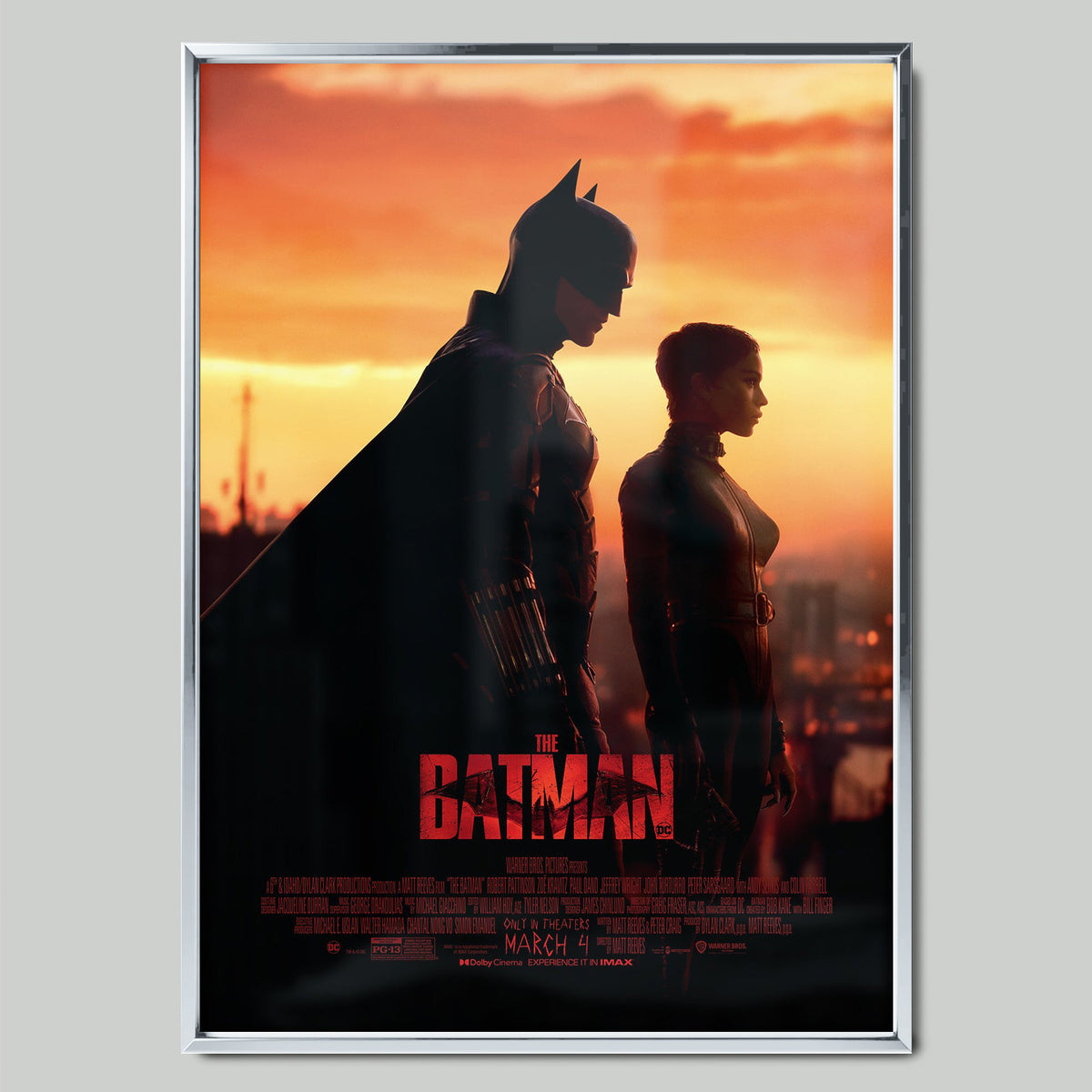 The Batman (2022) филмов постер със сребриста рамка