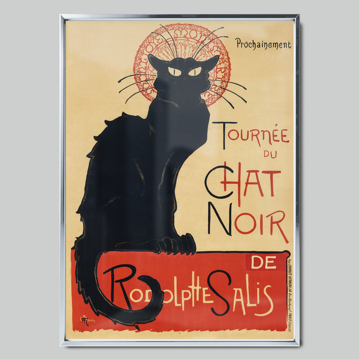 The Black Cat (Le Chat Noir) арт постер със сребриста рамка