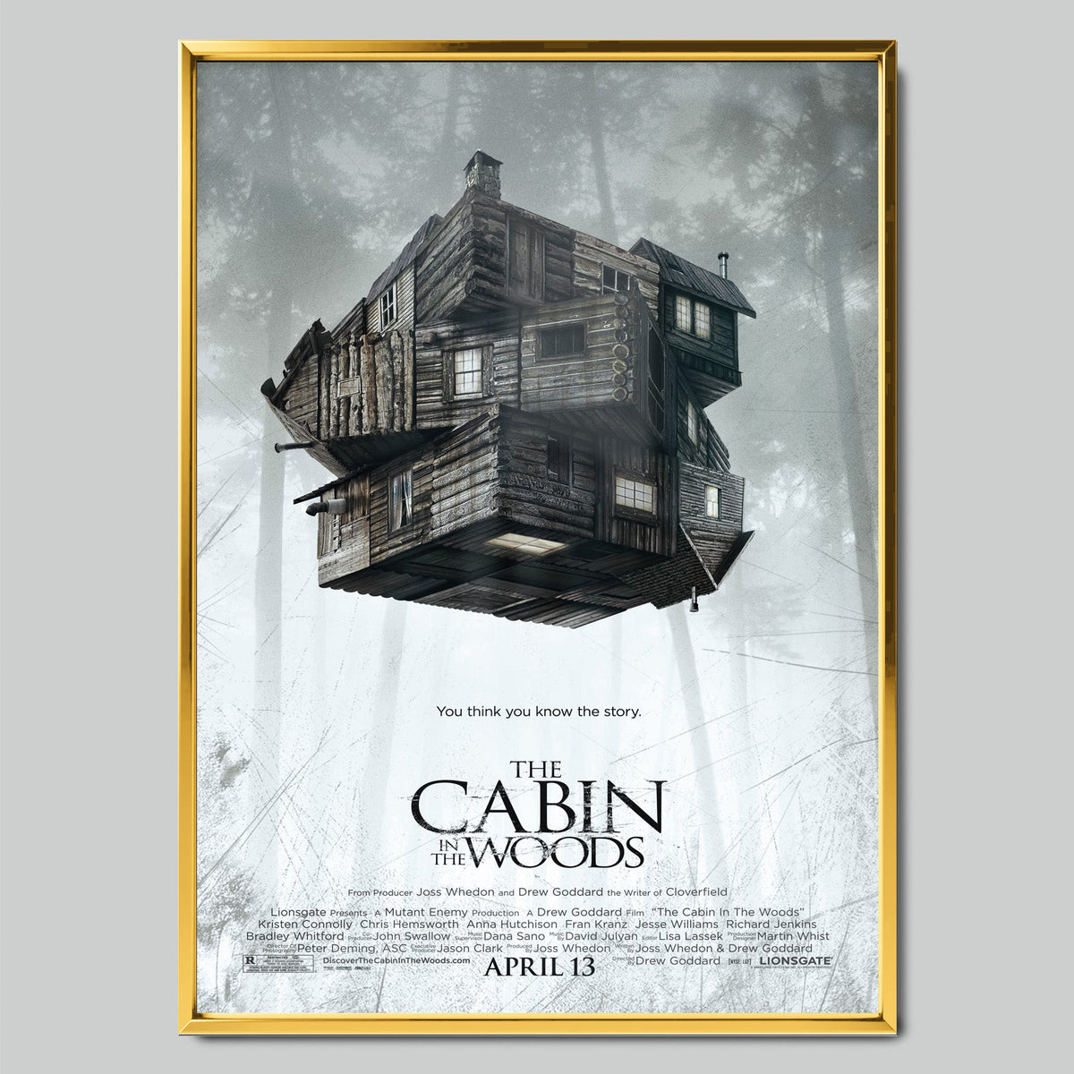 The Cabin in the Woods филмов постер със златиста рамка