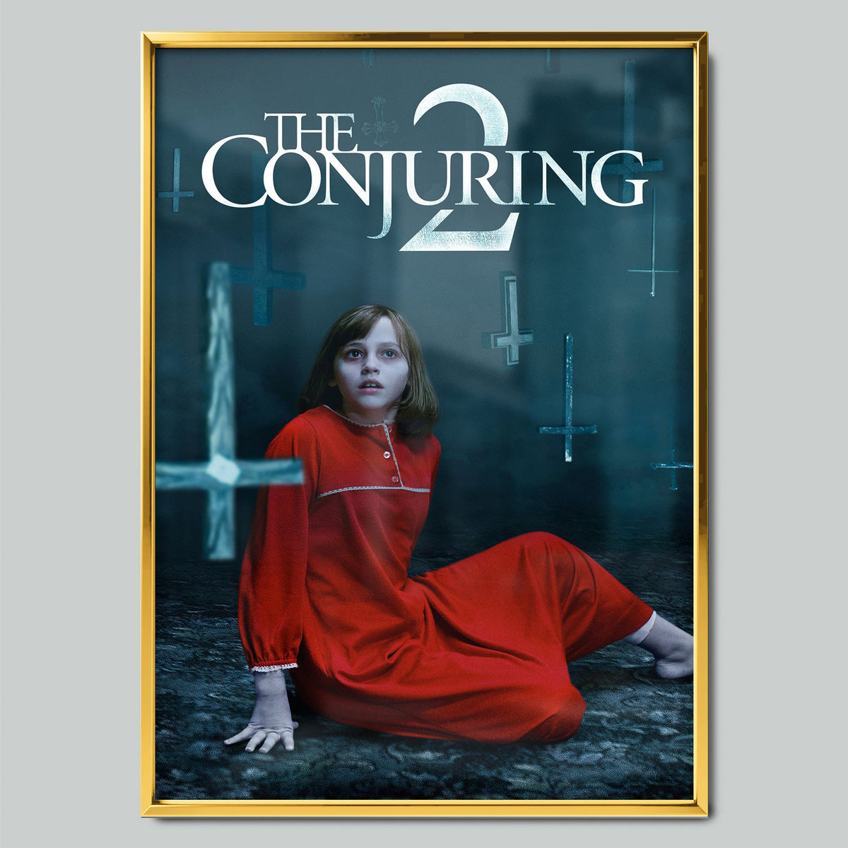 The Conjuring 2 филмов постер със златиста рамка