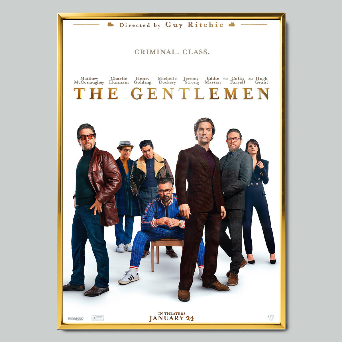The Gentlemen (2019) филмов постер със златиста рамка