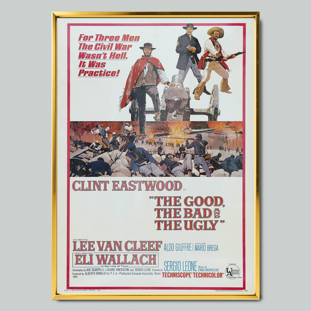 The Good, the Bad and the Ugly филмов постер със златиста рамка