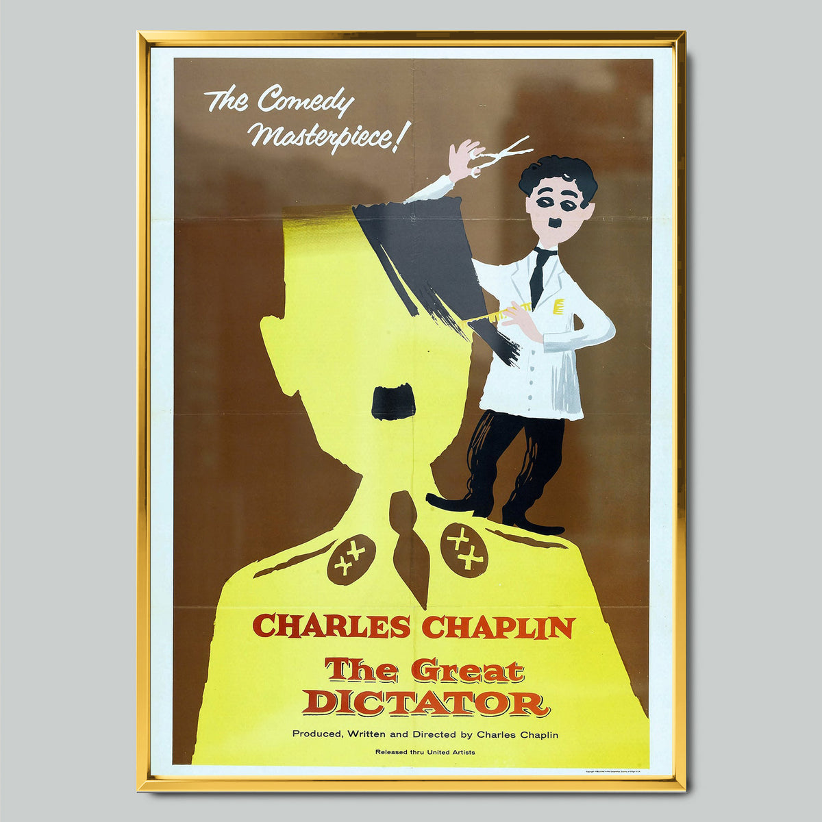 The Great Dictator 1940 филмов постер със златиста рамка