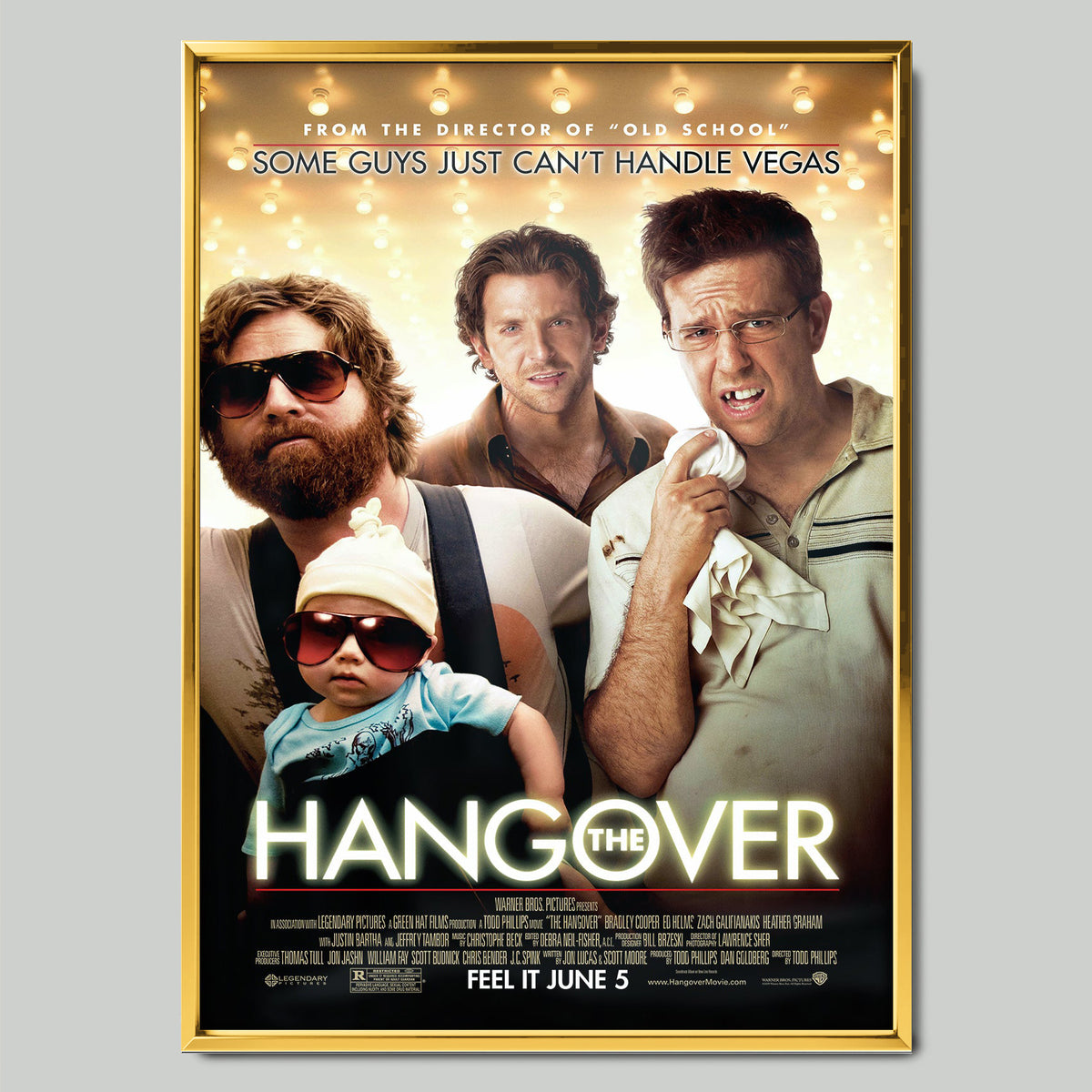 The Hangover (2009) филмов постер със златиста рамка