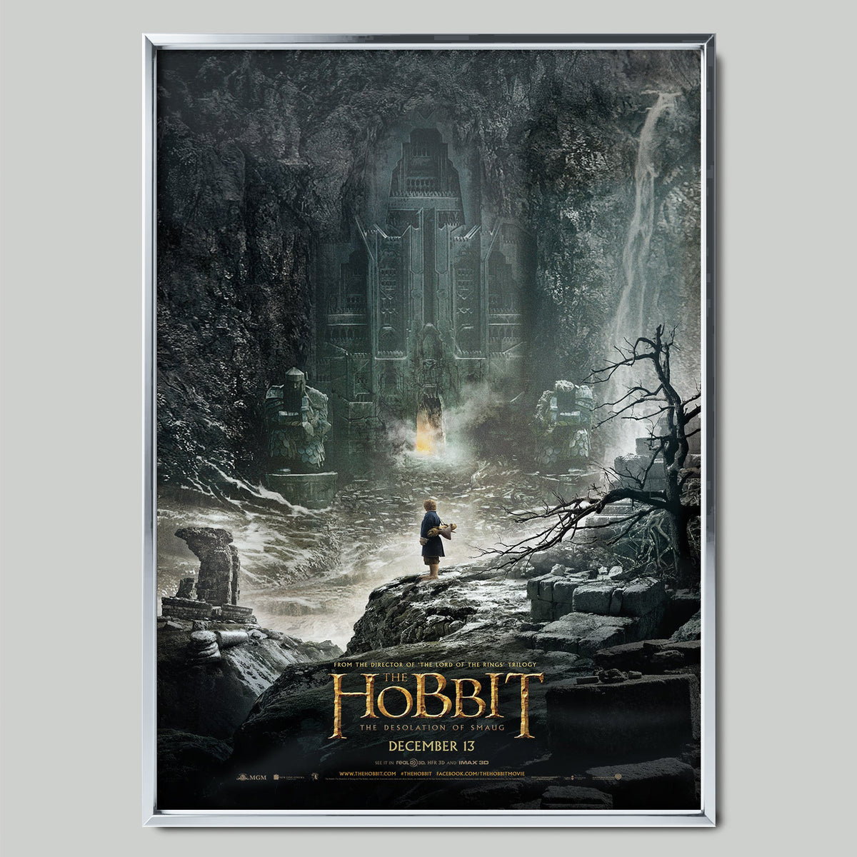 The Hobbit: The Desolation of Smaug филмов постер със сребриста рамка