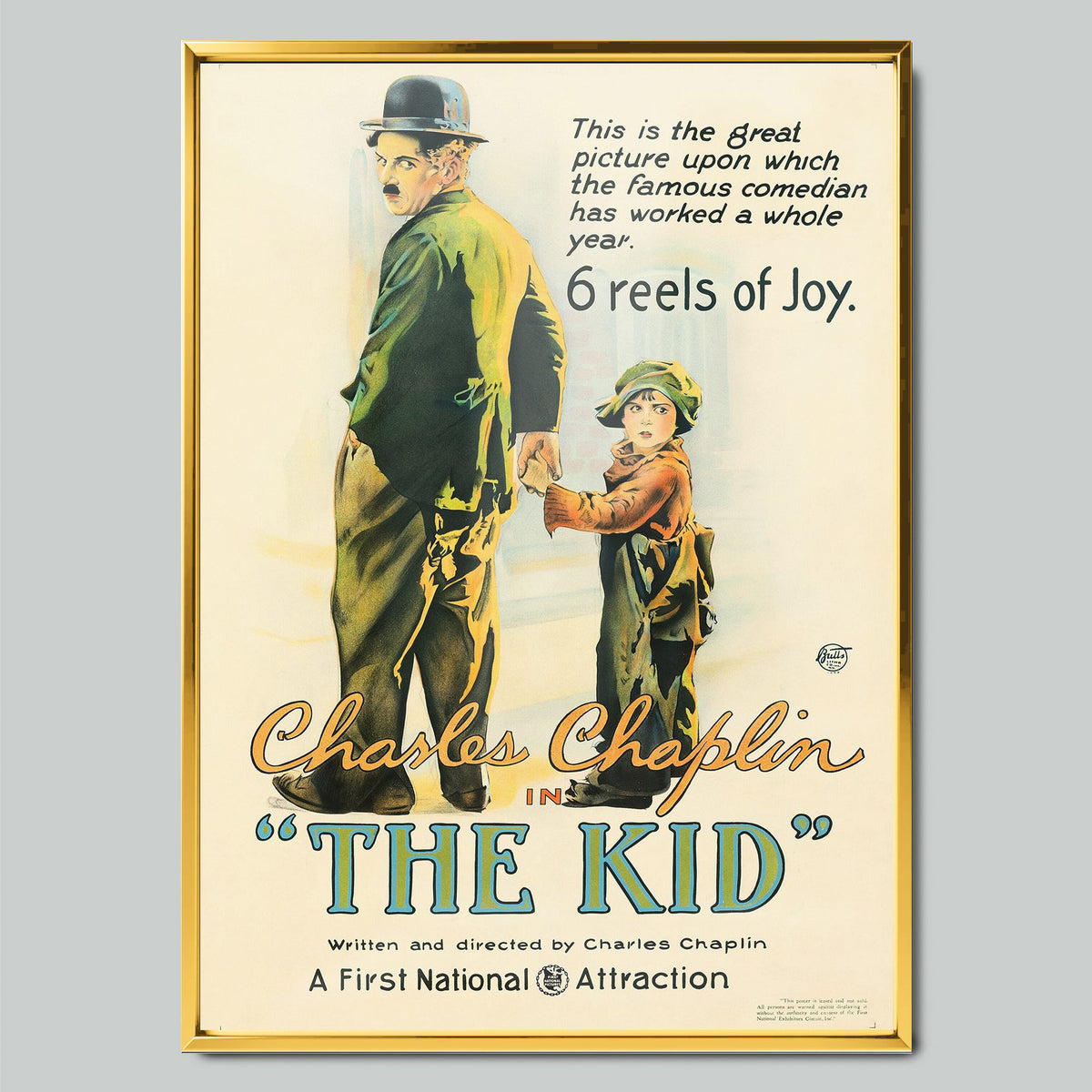 The Kid 1921 филмов постер със златиста рамка