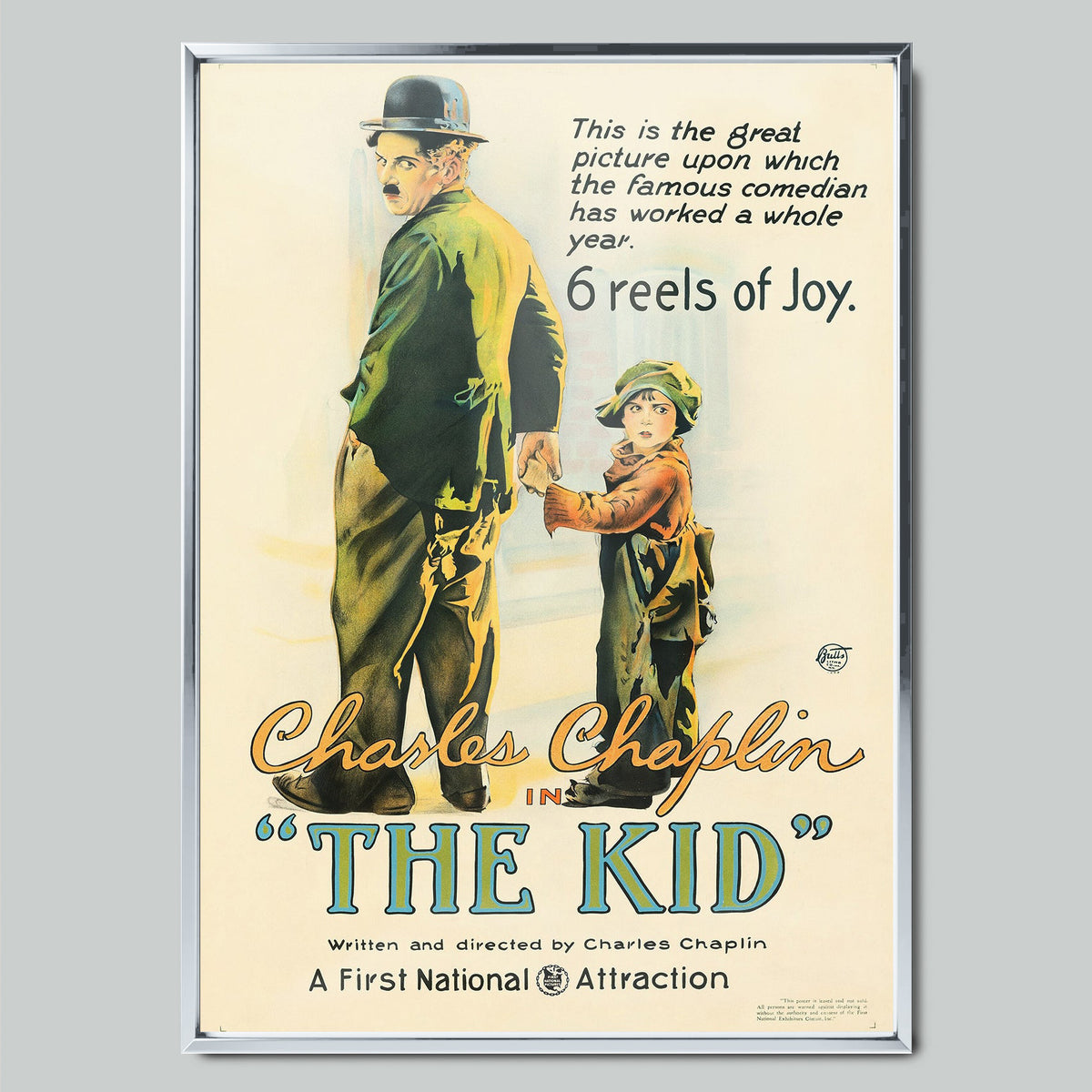 The Kid 1921 филмов постер със сребриста рамка