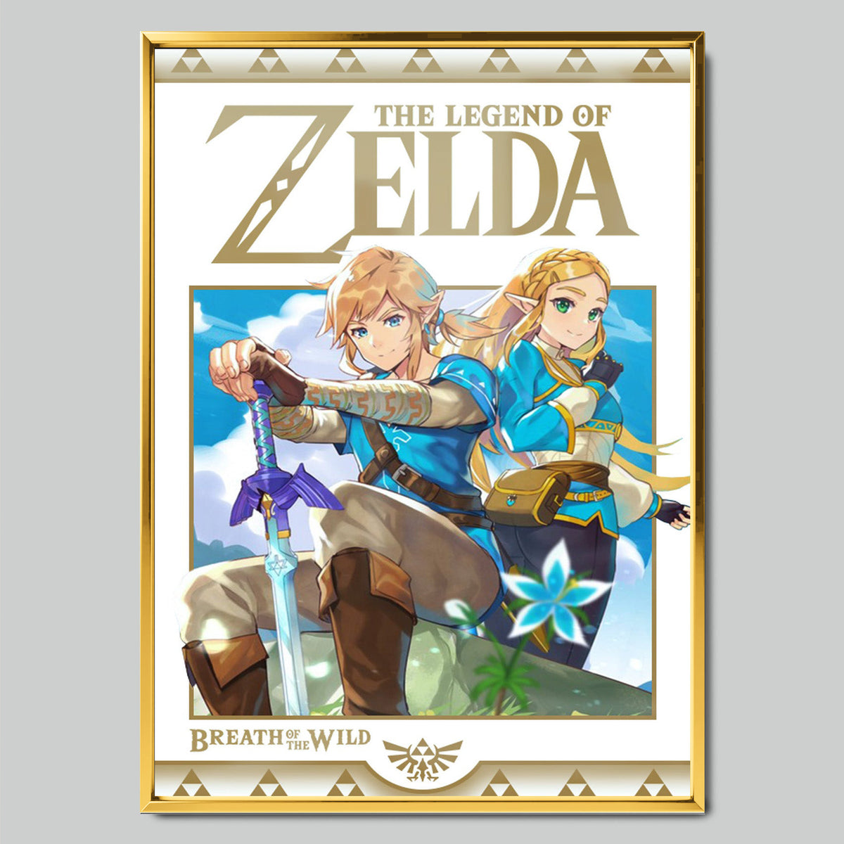 The Legend of Zelda: Breath of the Wild геймърски постер със златиста рамка