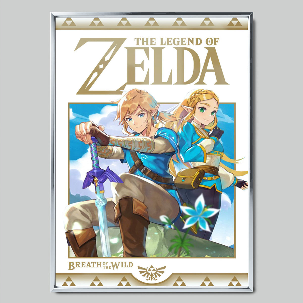 The Legend of Zelda: Breath of the Wild геймърски постер със сребриста рамка
