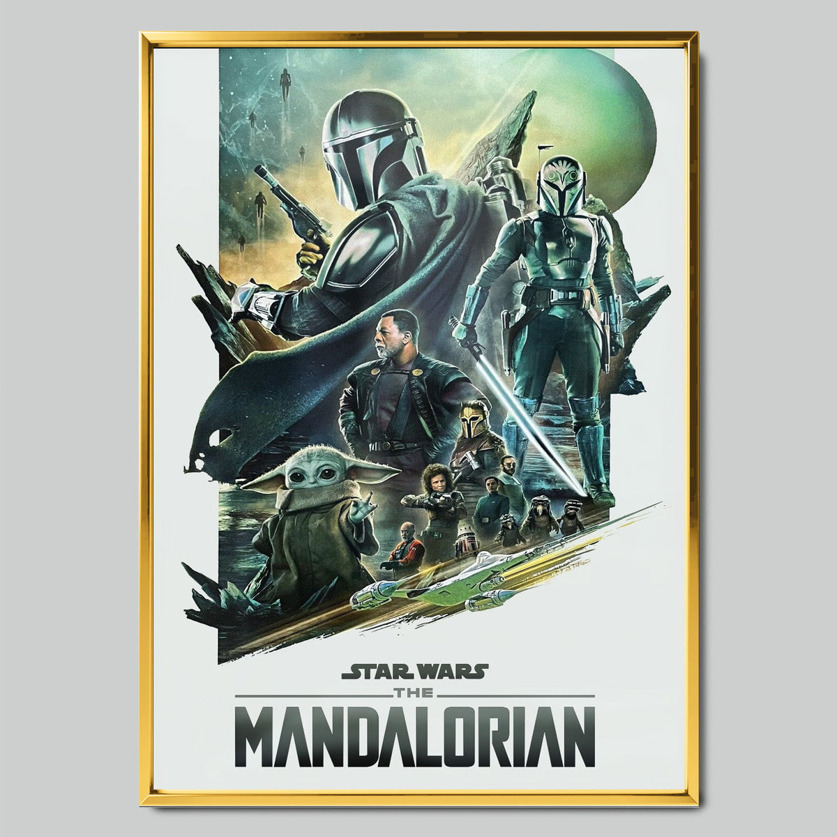 The Mandalorian филмов постер със златиста рамка