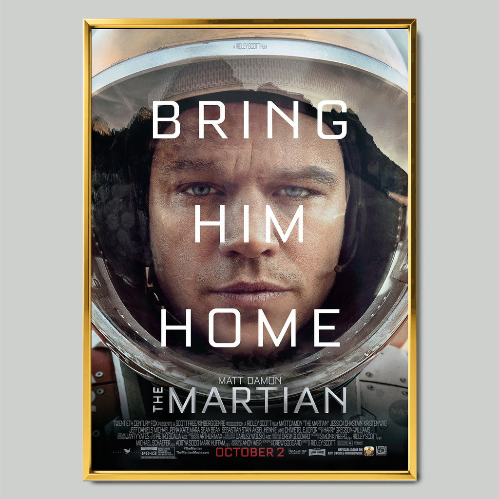 The Martian (2015) филмов постер със златиста рамка