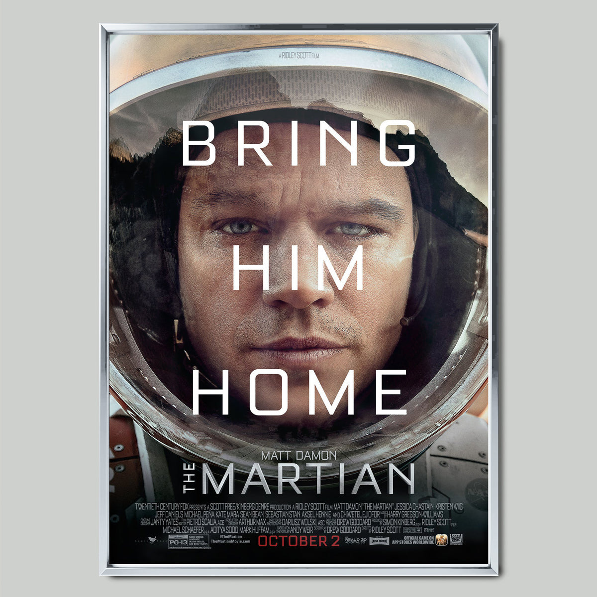 The Martian (2015) филмов постер със сребриста рамка
