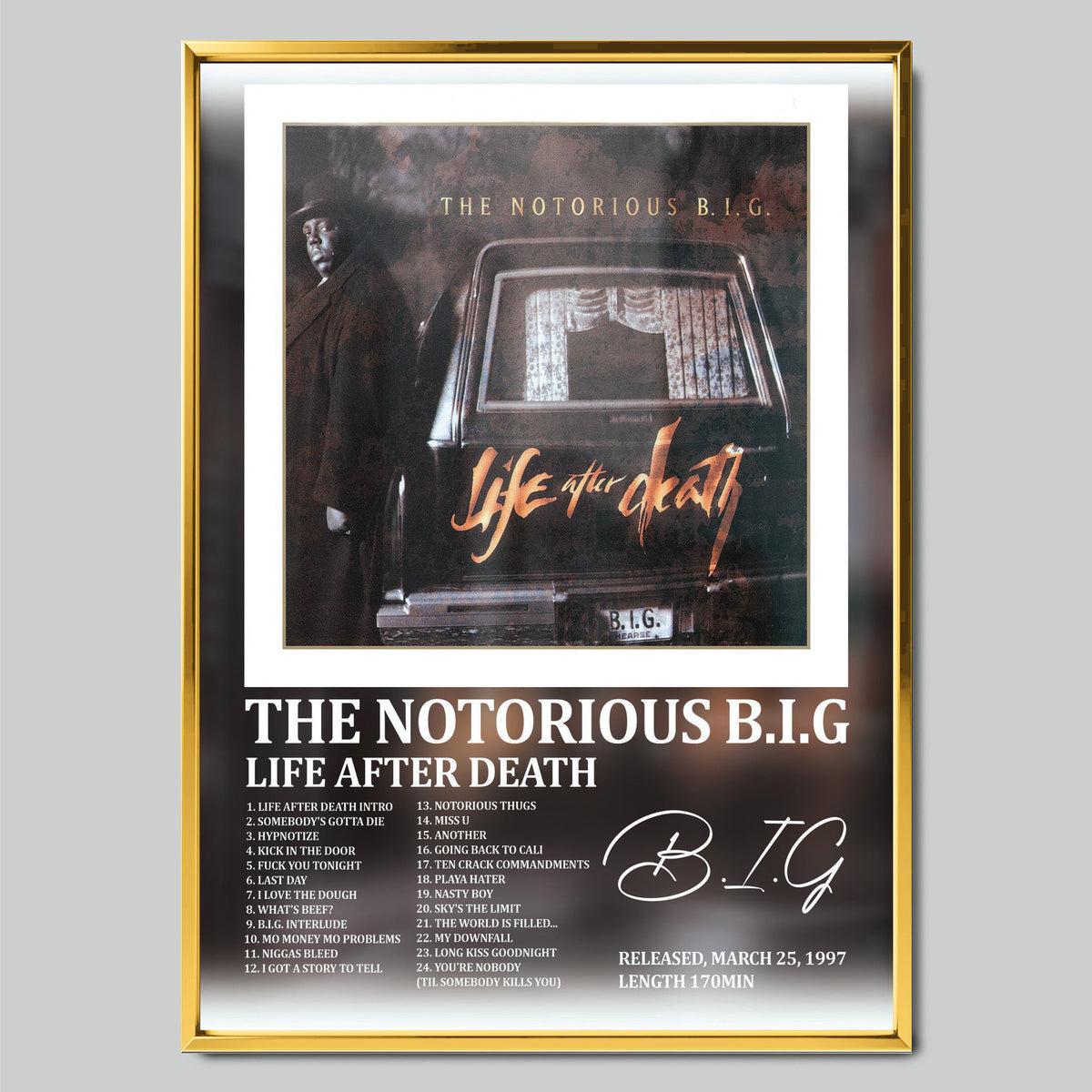 The Notorious B.I.G - Life After Death музикален постер със златиста рамка