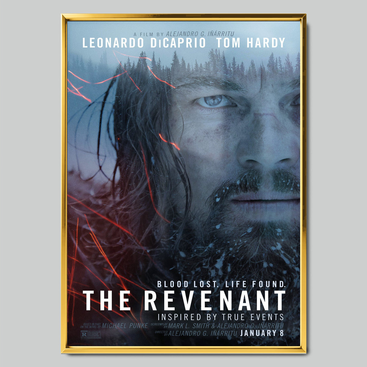The Revenant филмов постер със златиста рамка