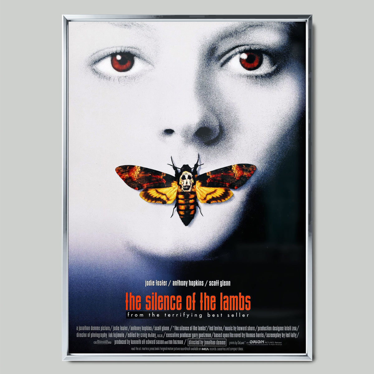 The Silence of the Lambs филмов постер със сребриста рамка