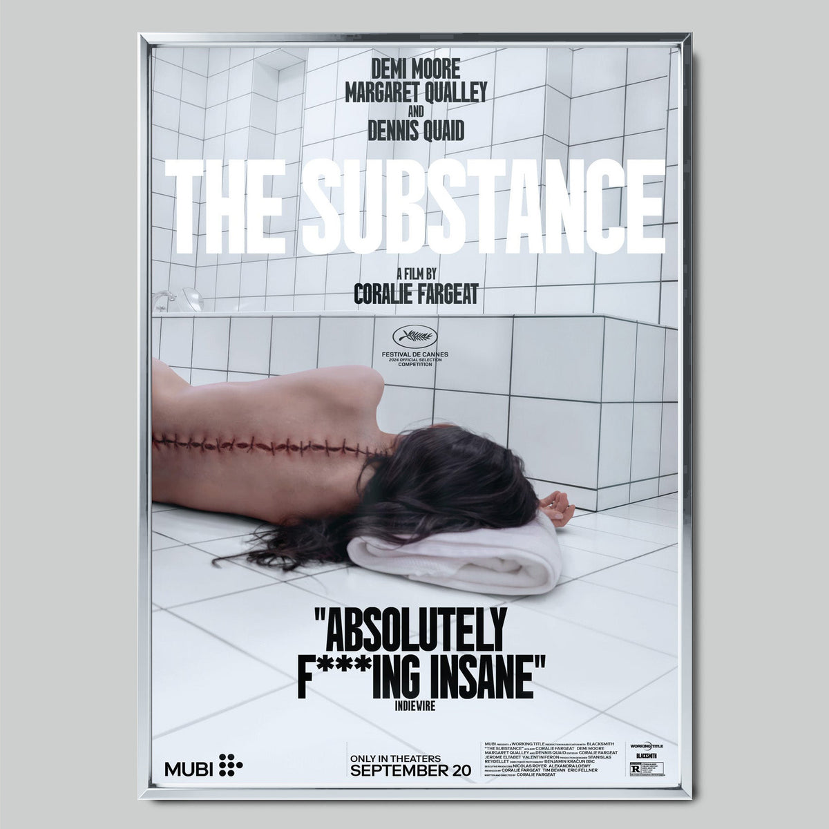 The Substance филмов постер със сребриста рамка
