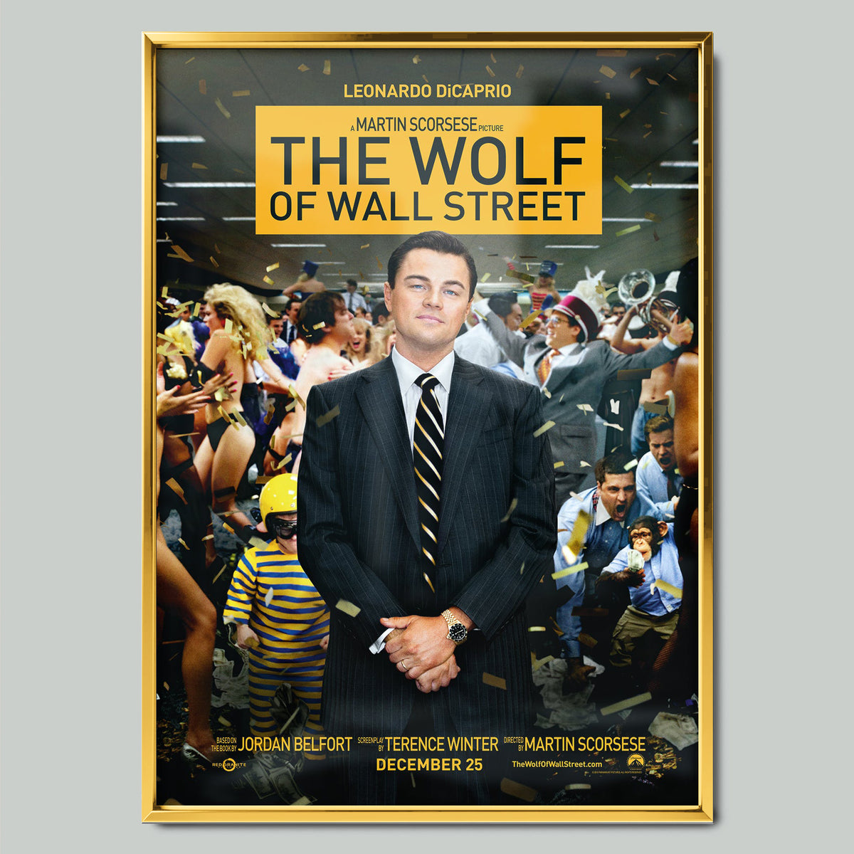The Wolf of Wall Street (2013) филмов постер със златиста рамка