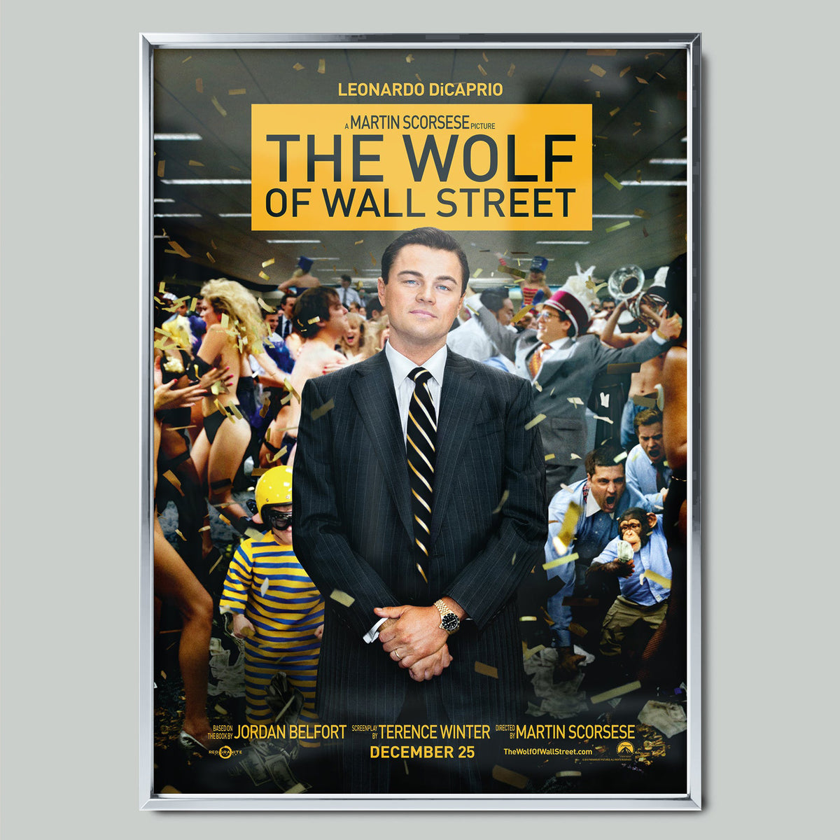 The Wolf of Wall Street (2013) филмов постер със сребриста рамка