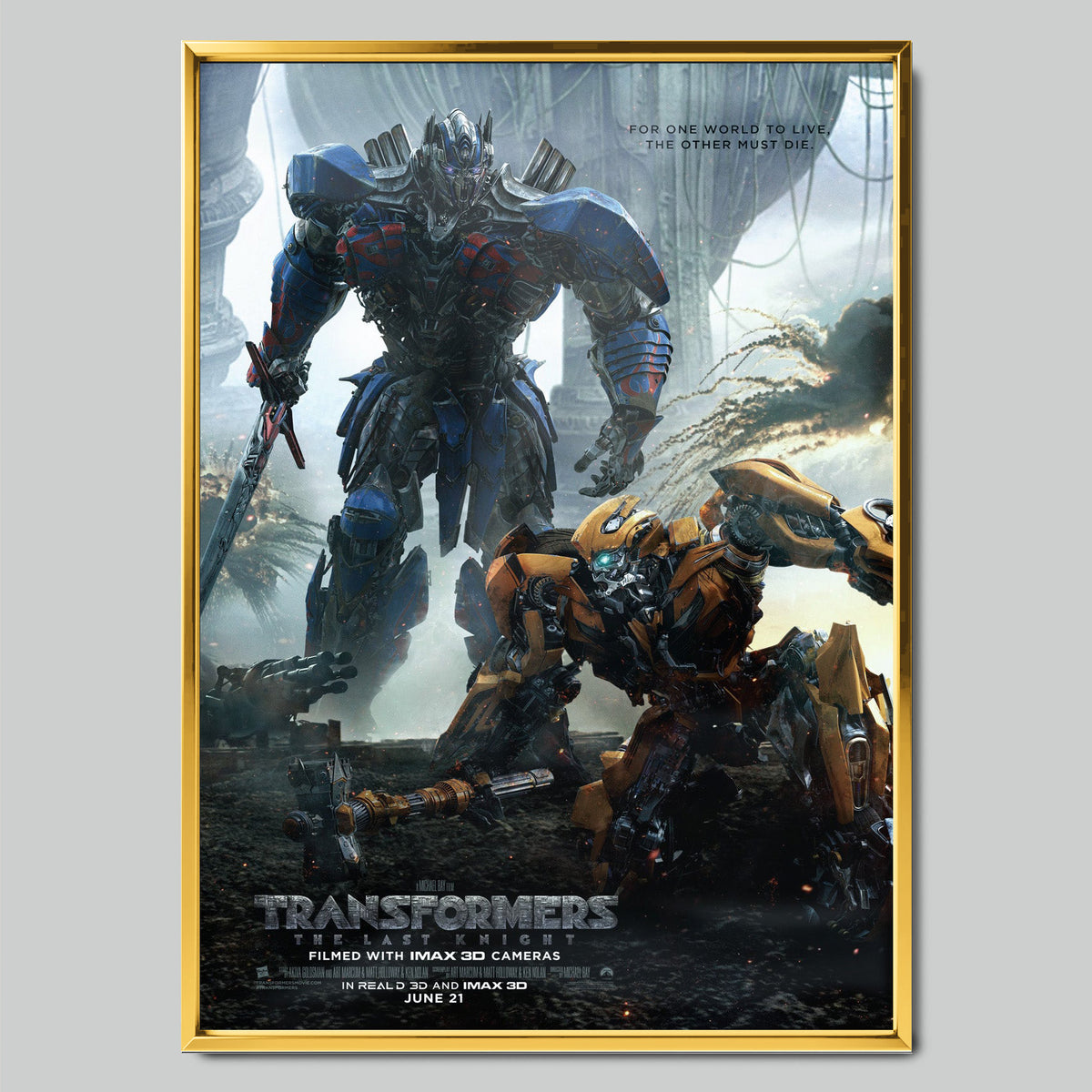 Transformers: The Last Knight филмов постер със златиста рамка