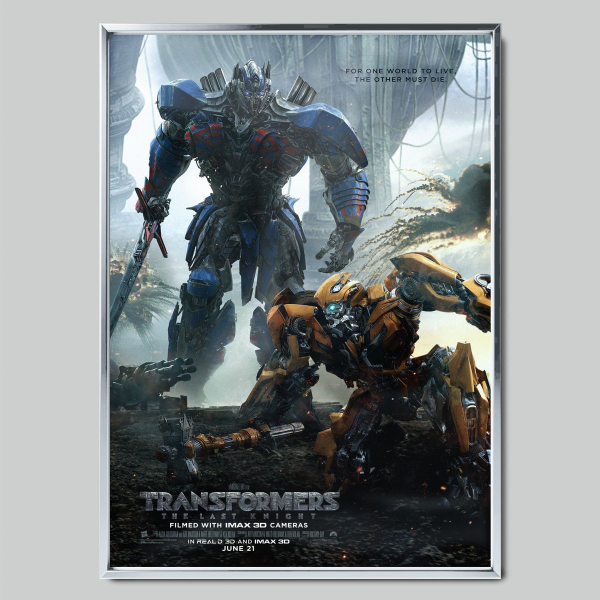 Transformers: The Last Knight филмов постер със сребриста рамка