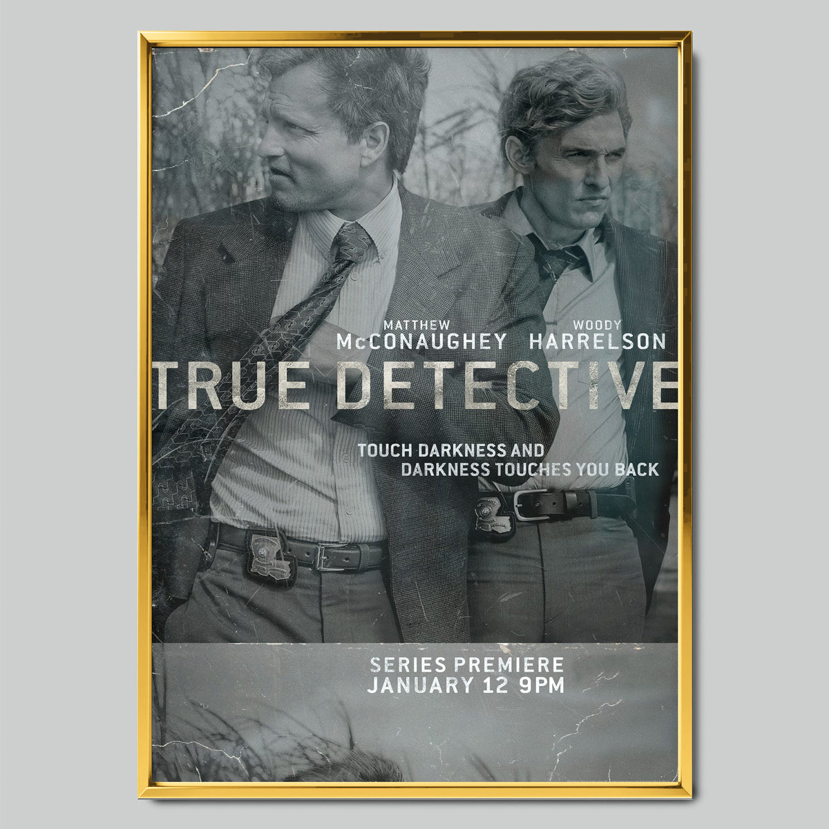 True Detective филмов постер със златиста рамка