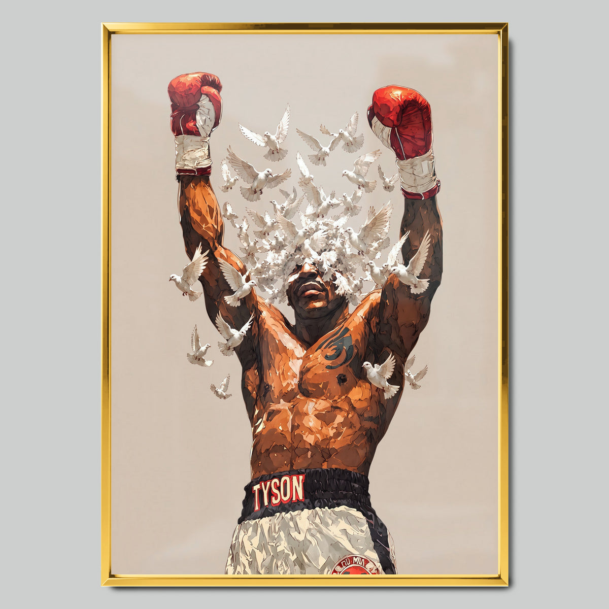 Tyson Doves арт постер със златиста рамка