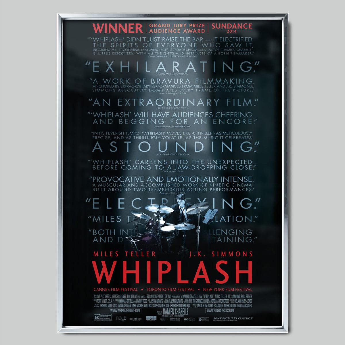 Whiplash филмов постер със сребриста рамка