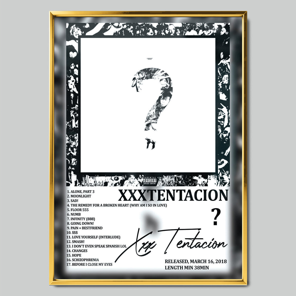 XXXTENTACION - ? музикален постер със златиста рамка