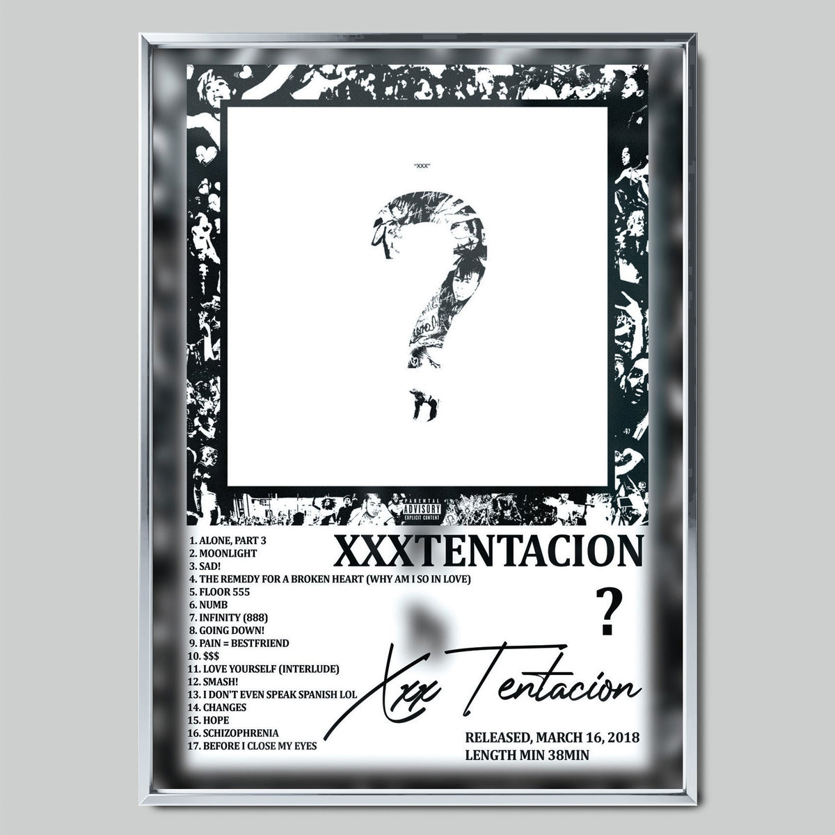 XXXTENTACION - ? музикален постер със сребриста рамка